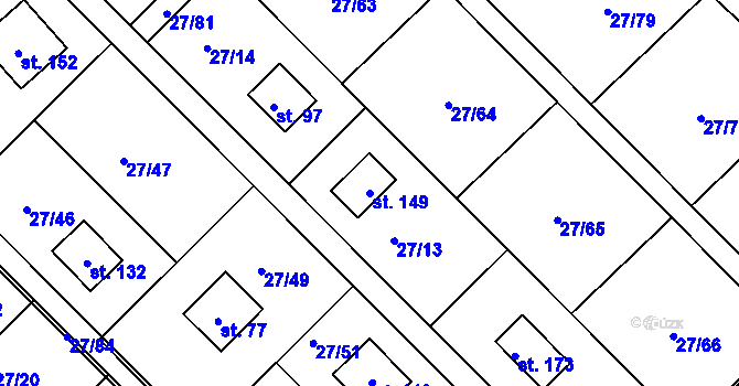 Parcela st. 149 v KÚ Vadkovice, Katastrální mapa
