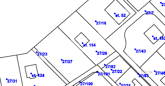 Parcela st. 154 v KÚ Vadkovice, Katastrální mapa