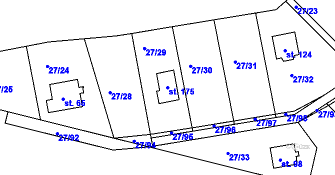 Parcela st. 175 v KÚ Vadkovice, Katastrální mapa