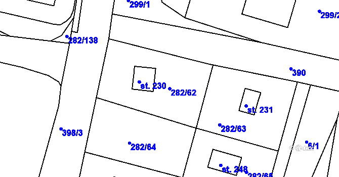 Parcela st. 282/62 v KÚ Vikletice, Katastrální mapa