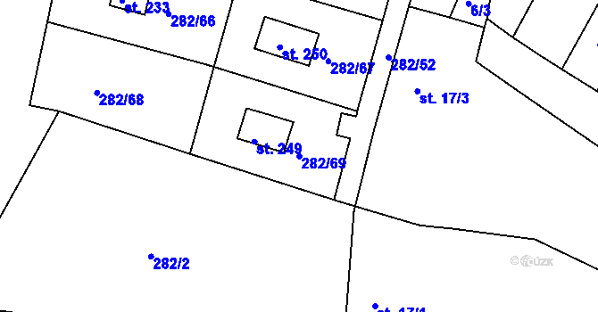 Parcela st. 282/69 v KÚ Vikletice, Katastrální mapa