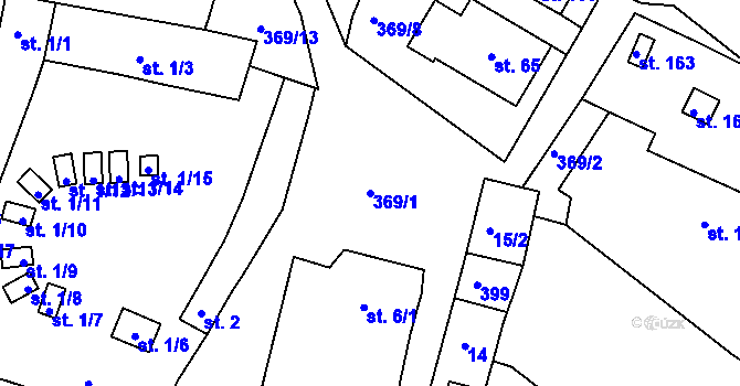 Parcela st. 369/1 v KÚ Vikletice, Katastrální mapa