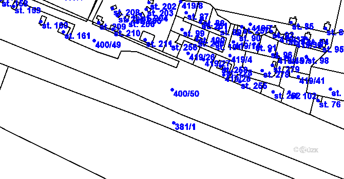 Parcela st. 400/50 v KÚ Vikletice, Katastrální mapa