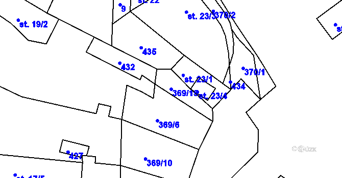 Parcela st. 369/15 v KÚ Vikletice, Katastrální mapa