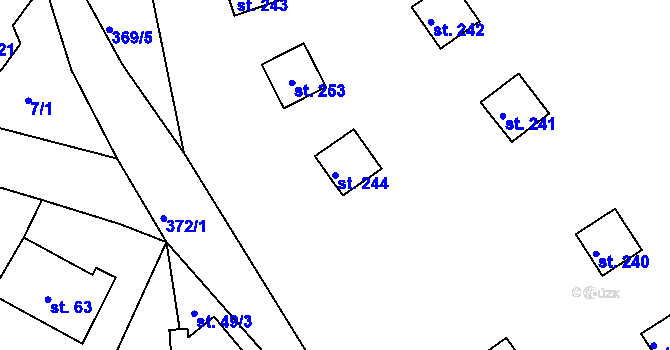 Parcela st. 244 v KÚ Vikletice, Katastrální mapa