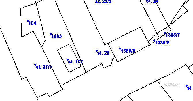 Parcela st. 25 v KÚ Brocno, Katastrální mapa