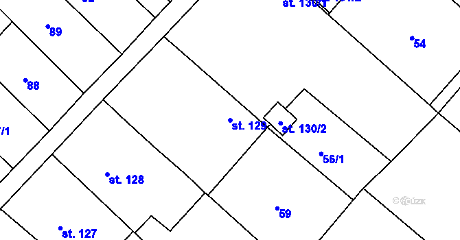 Parcela st. 129 v KÚ Brocno, Katastrální mapa