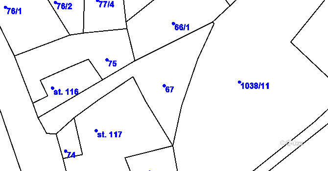 Parcela st. 67 v KÚ Brocno, Katastrální mapa