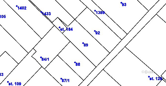 Parcela st. 89 v KÚ Brocno, Katastrální mapa