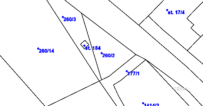 Parcela st. 260/2 v KÚ Brocno, Katastrální mapa