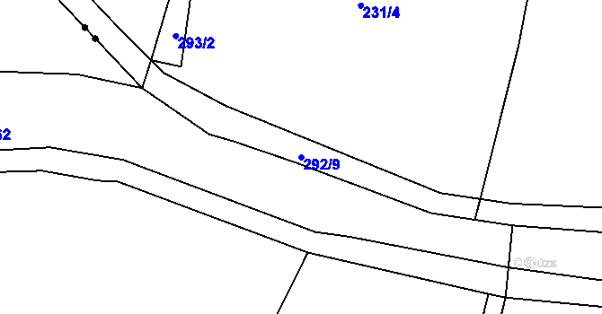 Parcela st. 292/9 v KÚ Brocno, Katastrální mapa