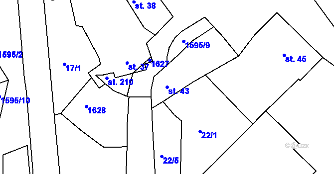 Parcela st. 43 v KÚ Chcebuz, Katastrální mapa