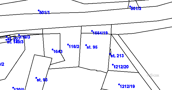 Parcela st. 95 v KÚ Chcebuz, Katastrální mapa