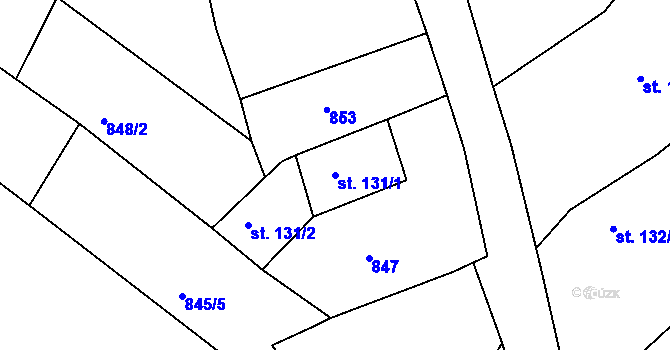 Parcela st. 131/1 v KÚ Chcebuz, Katastrální mapa