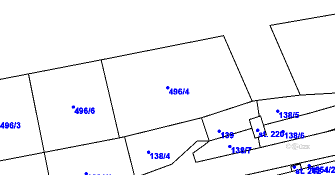 Parcela st. 496/4 v KÚ Chcebuz, Katastrální mapa