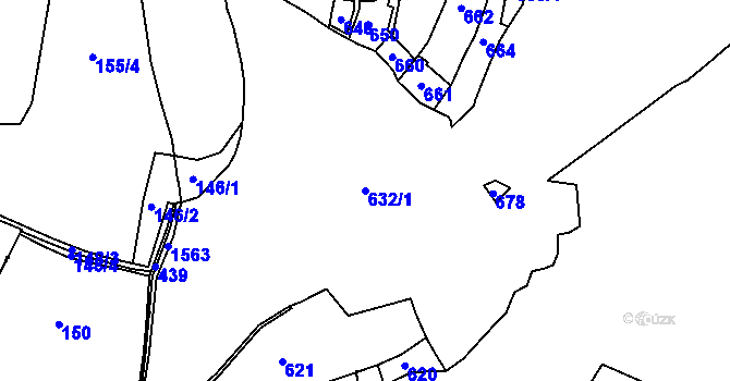 Parcela st. 632/1 v KÚ Chcebuz, Katastrální mapa