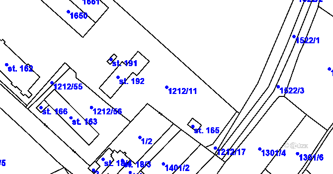 Parcela st. 1212/11 v KÚ Chcebuz, Katastrální mapa