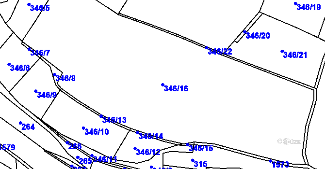 Parcela st. 346/16 v KÚ Chcebuz, Katastrální mapa