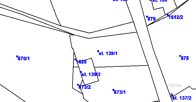 Parcela st. 139/1 v KÚ Chcebuz, Katastrální mapa