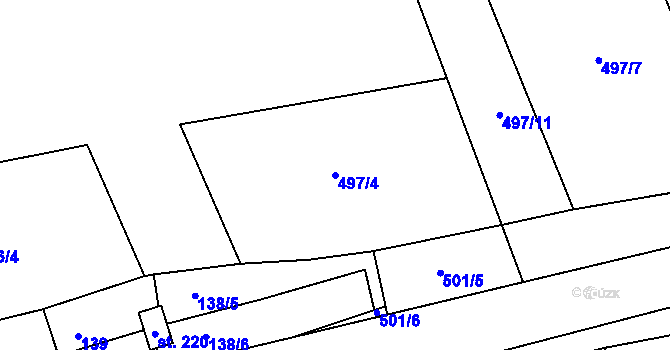 Parcela st. 497/4 v KÚ Chcebuz, Katastrální mapa