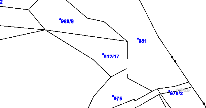 Parcela st. 912/17 v KÚ Chcebuz, Katastrální mapa