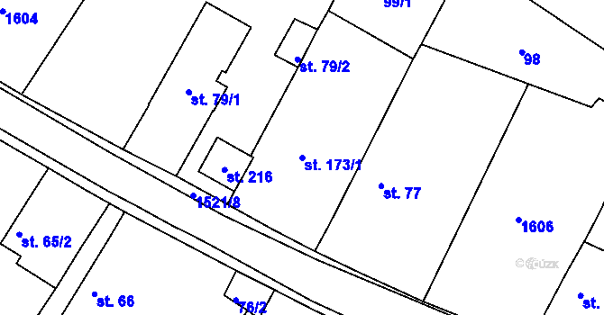 Parcela st. 173/1 v KÚ Chcebuz, Katastrální mapa