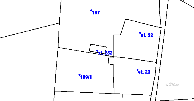 Parcela st. 232 v KÚ Chcebuz, Katastrální mapa