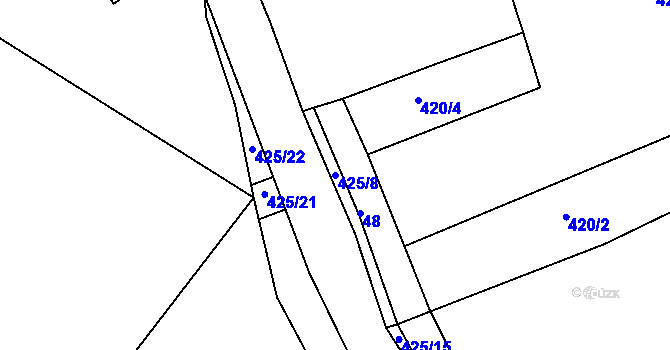 Parcela st. 425/8 v KÚ Újezd u Chcebuze, Katastrální mapa