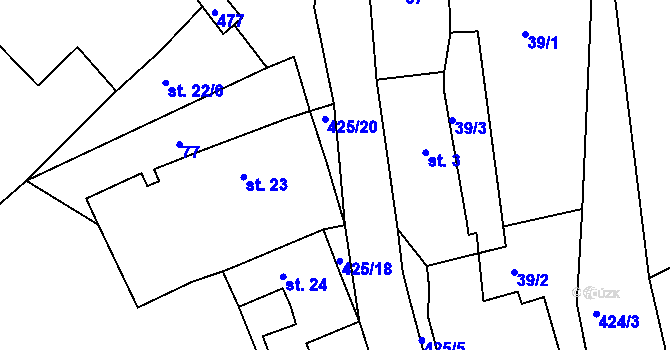 Parcela st. 425/19 v KÚ Újezd u Chcebuze, Katastrální mapa