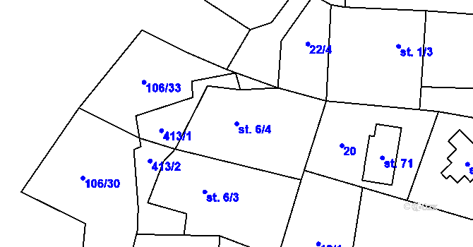 Parcela st. 6/4 v KÚ Bříza nad Ohří, Katastrální mapa