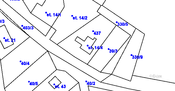 Parcela st. 14/4 v KÚ Bříza nad Ohří, Katastrální mapa