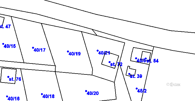 Parcela st. 40/21 v KÚ Bříza nad Ohří, Katastrální mapa