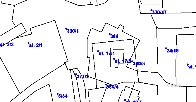 Parcela st. 17/1 v KÚ Cetnov, Katastrální mapa