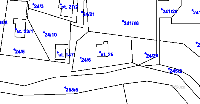 Parcela st. 25 v KÚ Cetnov, Katastrální mapa