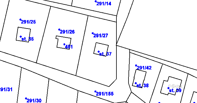 Parcela st. 37 v KÚ Cetnov, Katastrální mapa