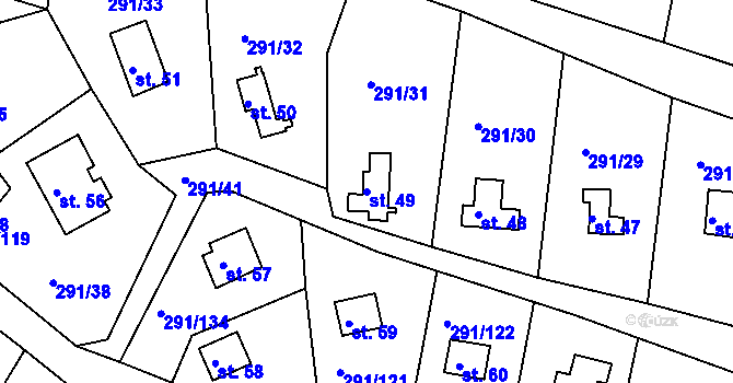 Parcela st. 49 v KÚ Cetnov, Katastrální mapa