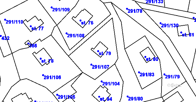 Parcela st. 79 v KÚ Cetnov, Katastrální mapa