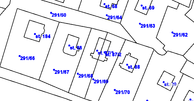 Parcela st. 87/1 v KÚ Cetnov, Katastrální mapa