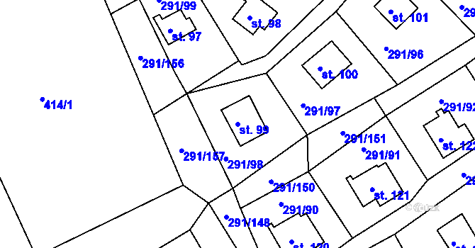 Parcela st. 99 v KÚ Cetnov, Katastrální mapa