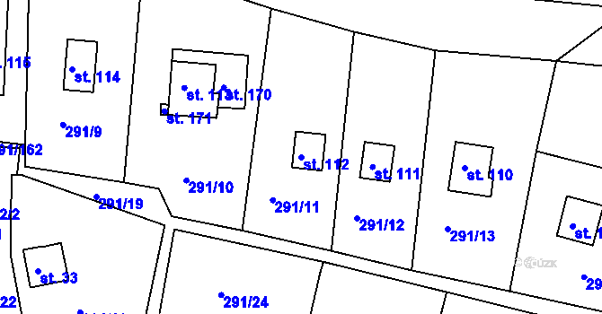 Parcela st. 112 v KÚ Cetnov, Katastrální mapa