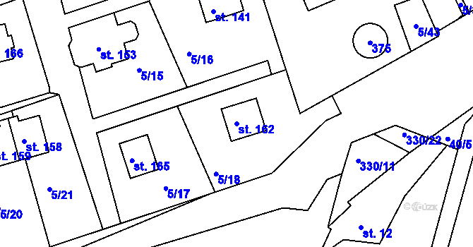 Parcela st. 162 v KÚ Cetnov, Katastrální mapa