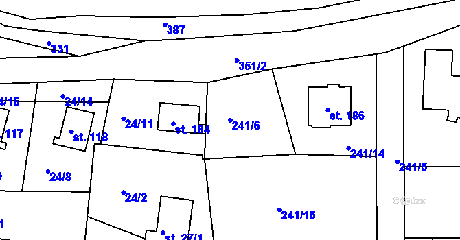 Parcela st. 241/6 v KÚ Cetnov, Katastrální mapa