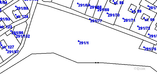 Parcela st. 291/1 v KÚ Cetnov, Katastrální mapa