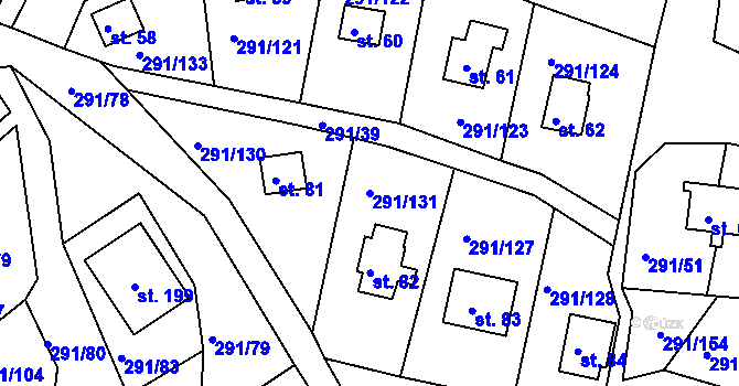 Parcela st. 291/131 v KÚ Cetnov, Katastrální mapa
