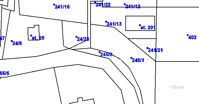 Parcela st. 245/2 v KÚ Cetnov, Katastrální mapa