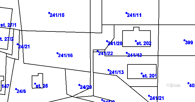 Parcela st. 241/22 v KÚ Cetnov, Katastrální mapa