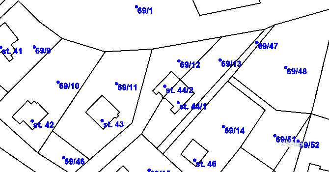 Parcela st. 44/2 v KÚ Podhoří u Chebu, Katastrální mapa