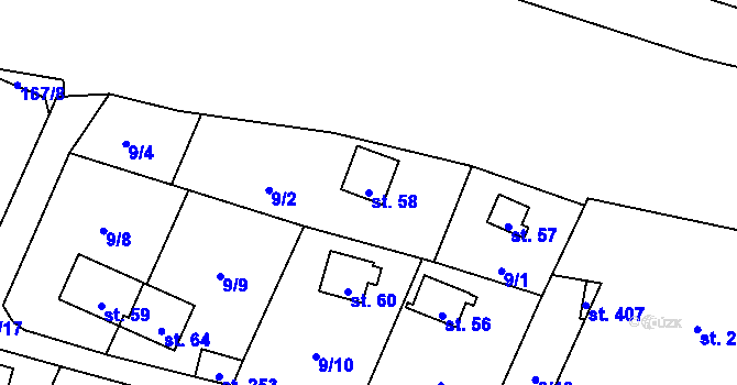 Parcela st. 58 v KÚ Podhoří u Chebu, Katastrální mapa