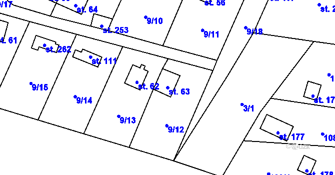 Parcela st. 63 v KÚ Podhoří u Chebu, Katastrální mapa