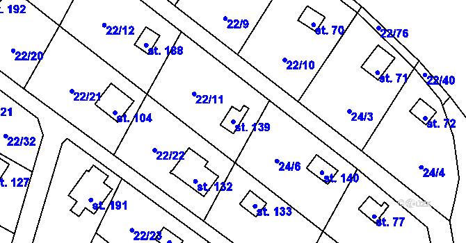 Parcela st. 139 v KÚ Podhoří u Chebu, Katastrální mapa